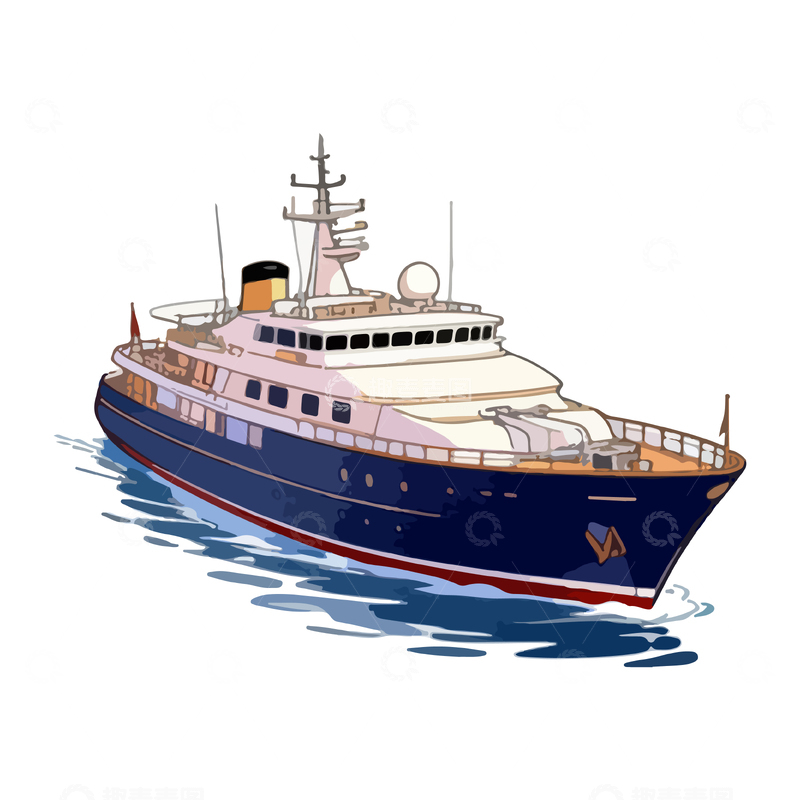 源文件下载【趣麦麦图】插画风格游艇航行海洋矢量素材