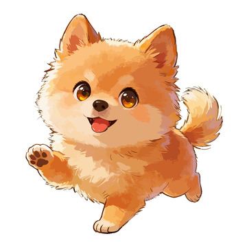 卡通可爱小狗插画风元素