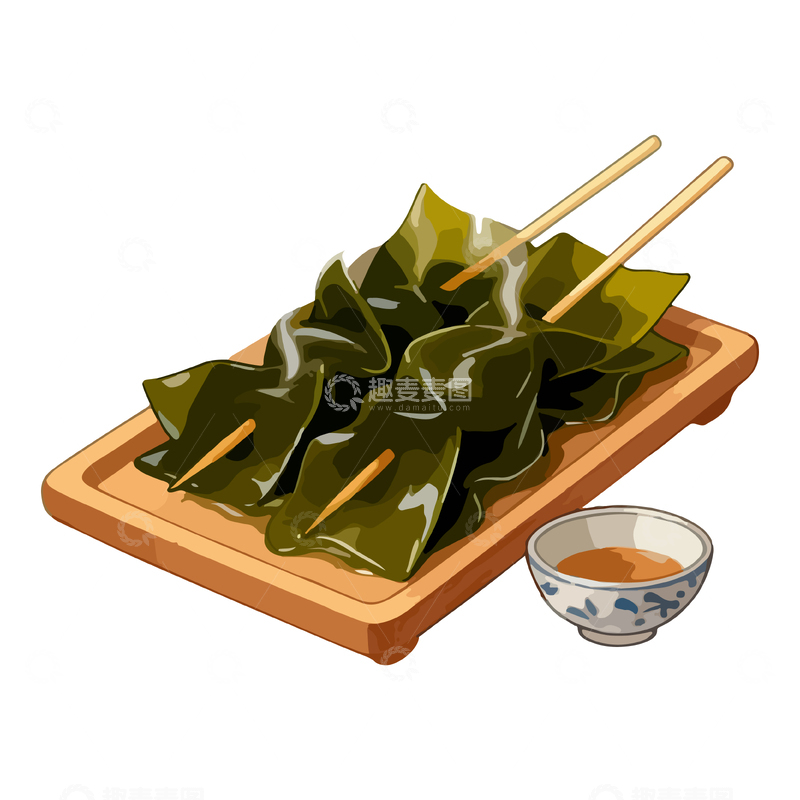 源文件下载【趣麦麦图】插画风格日式串烧海带插画素材