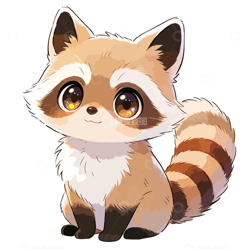 高清大图下载【趣麦麦图】卡通可爱Q版小浣熊插画元素