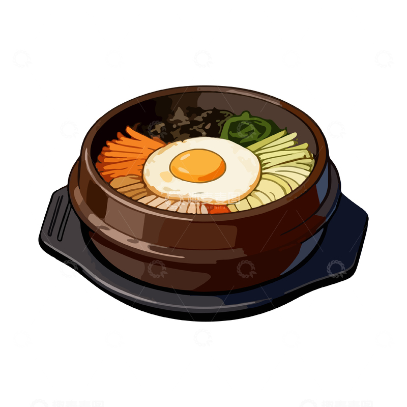 源文件下载【趣麦麦图】手绘韩式石锅拌饭插画素材
