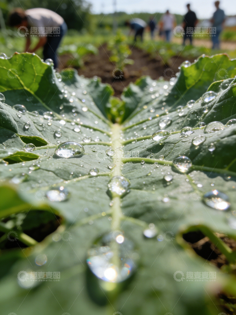 高清大图下载【趣麦麦图】雨后绿叶露珠特写