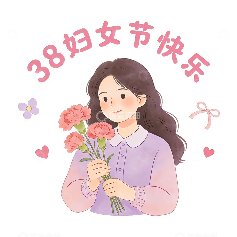 高清大图下载【趣麦麦图】温馨38妇女节插画祝福