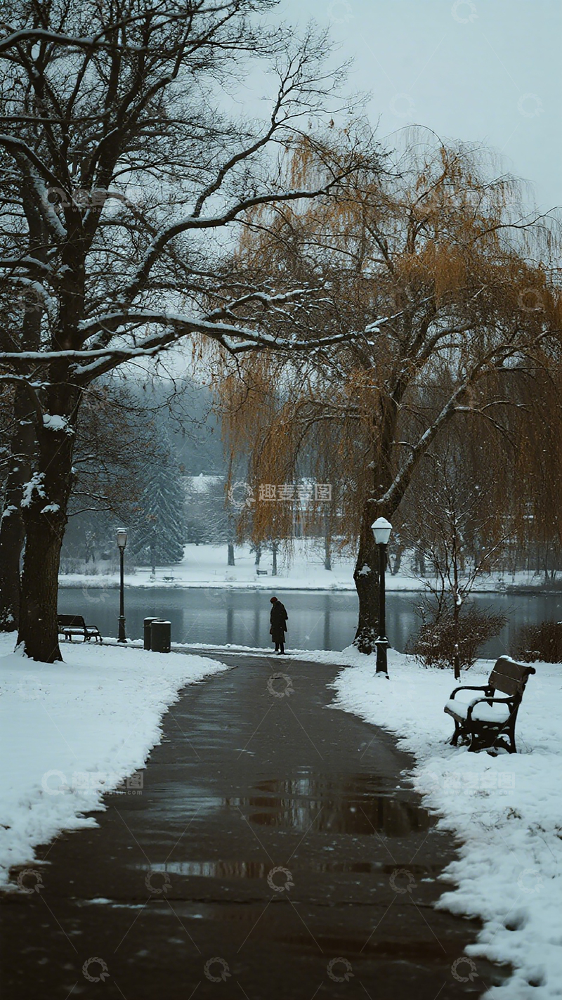 高清大图下载【趣麦麦图】冬日公园雪景摄影