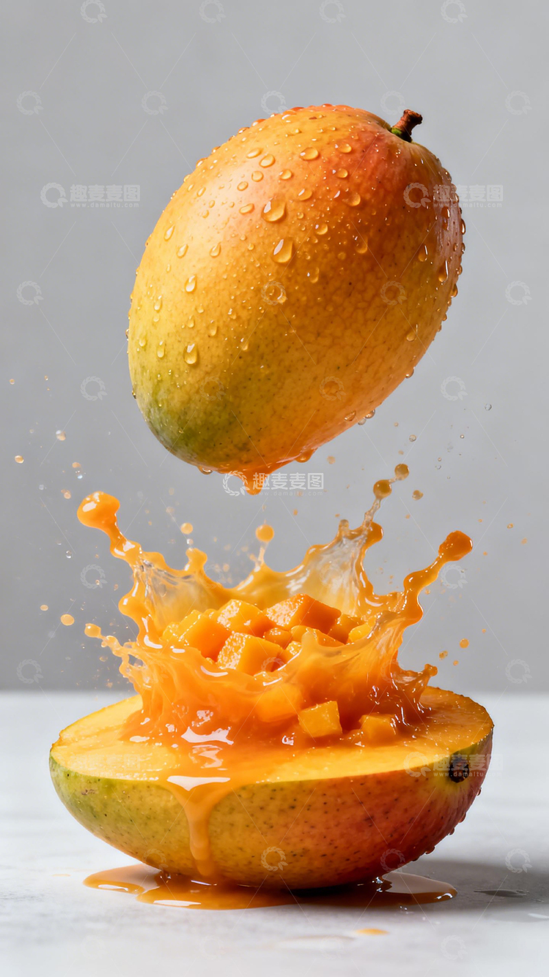 高清大图下载【趣麦麦图】动感芒果汁飞溅创意摄影