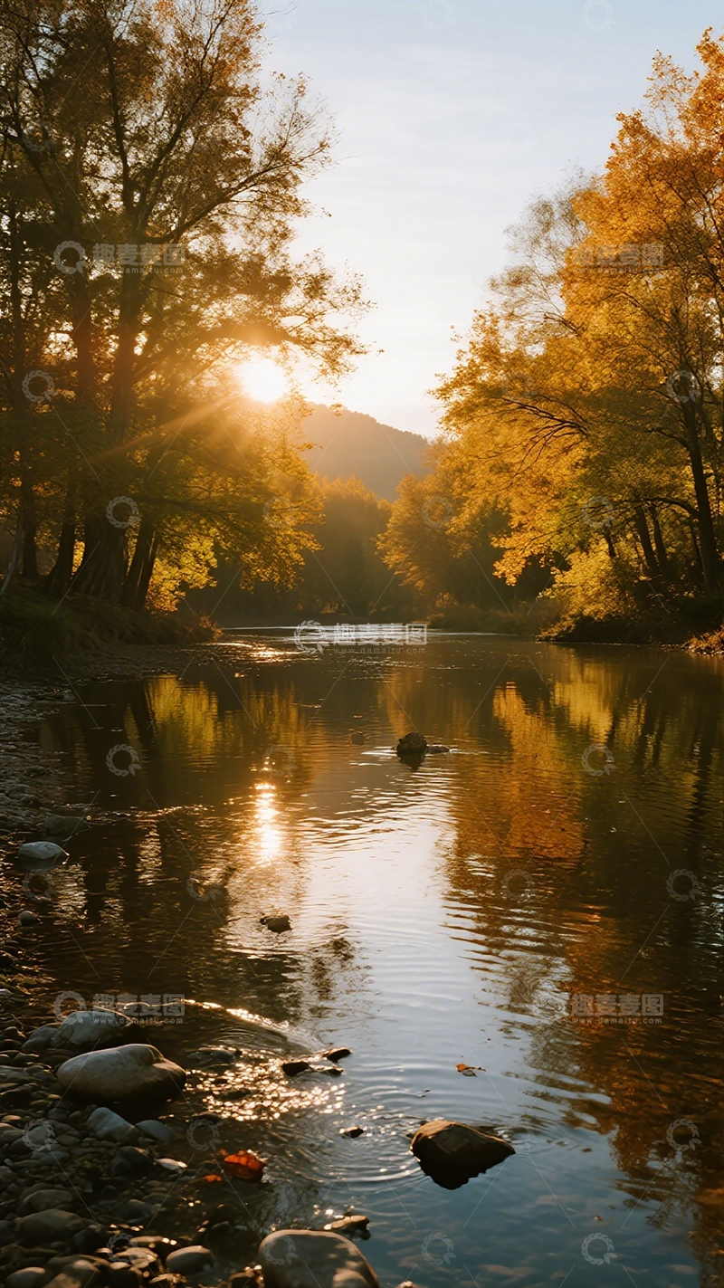 高清大图下载【趣麦麦图】秋日河景风景摄影