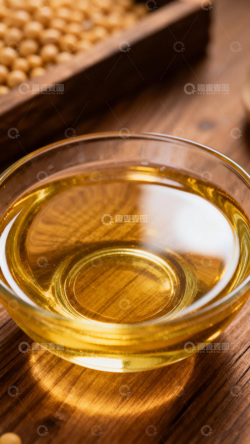 高清大图下载【趣麦麦图】透明碗中金黄色食用油特写