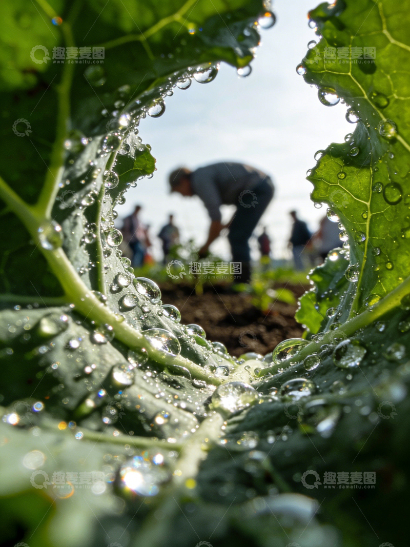 高清大图下载【趣麦麦图】晨露田园耕作美景