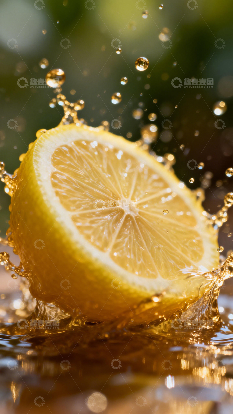 高清大图下载【趣麦麦图】柠檬水花飞溅摄影图片