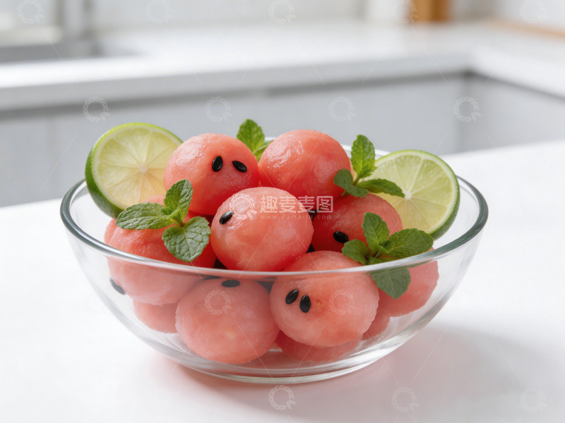高清大图下载【趣麦麦图】清新夏日西瓜球水果拼盘