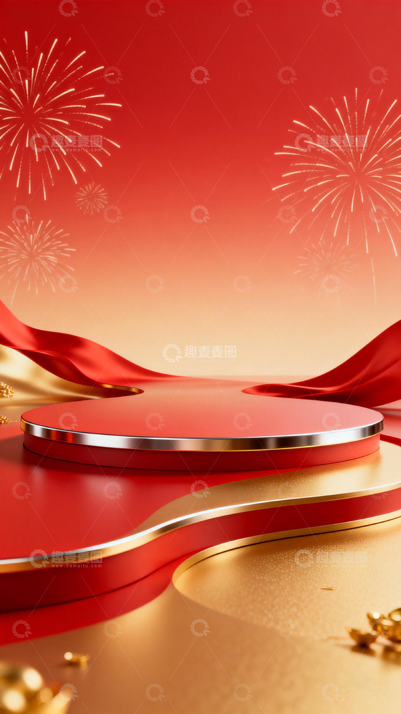 高清大图下载【趣麦麦图】喜庆新年舞台背景设计图片