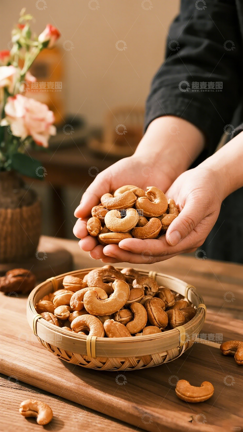 高清大图下载【趣麦麦图】手持腰果篮温馨家居