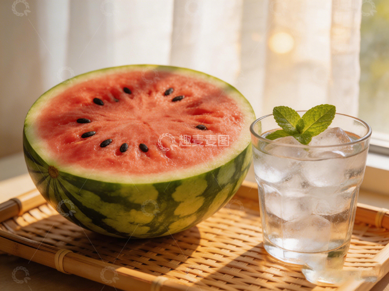 高清大图下载【趣麦麦图】夏日清新西瓜冰块摄影