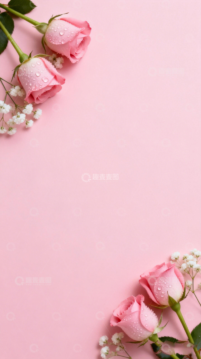 高清大图下载【趣麦麦图】粉色玫瑰浪漫背景图