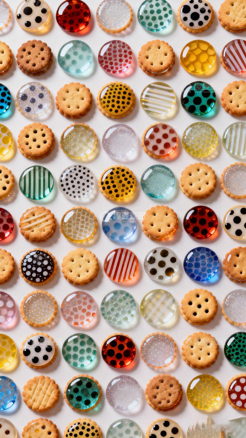 高清大图下载【趣麦麦图】多彩纽扣饼干图案设计素材