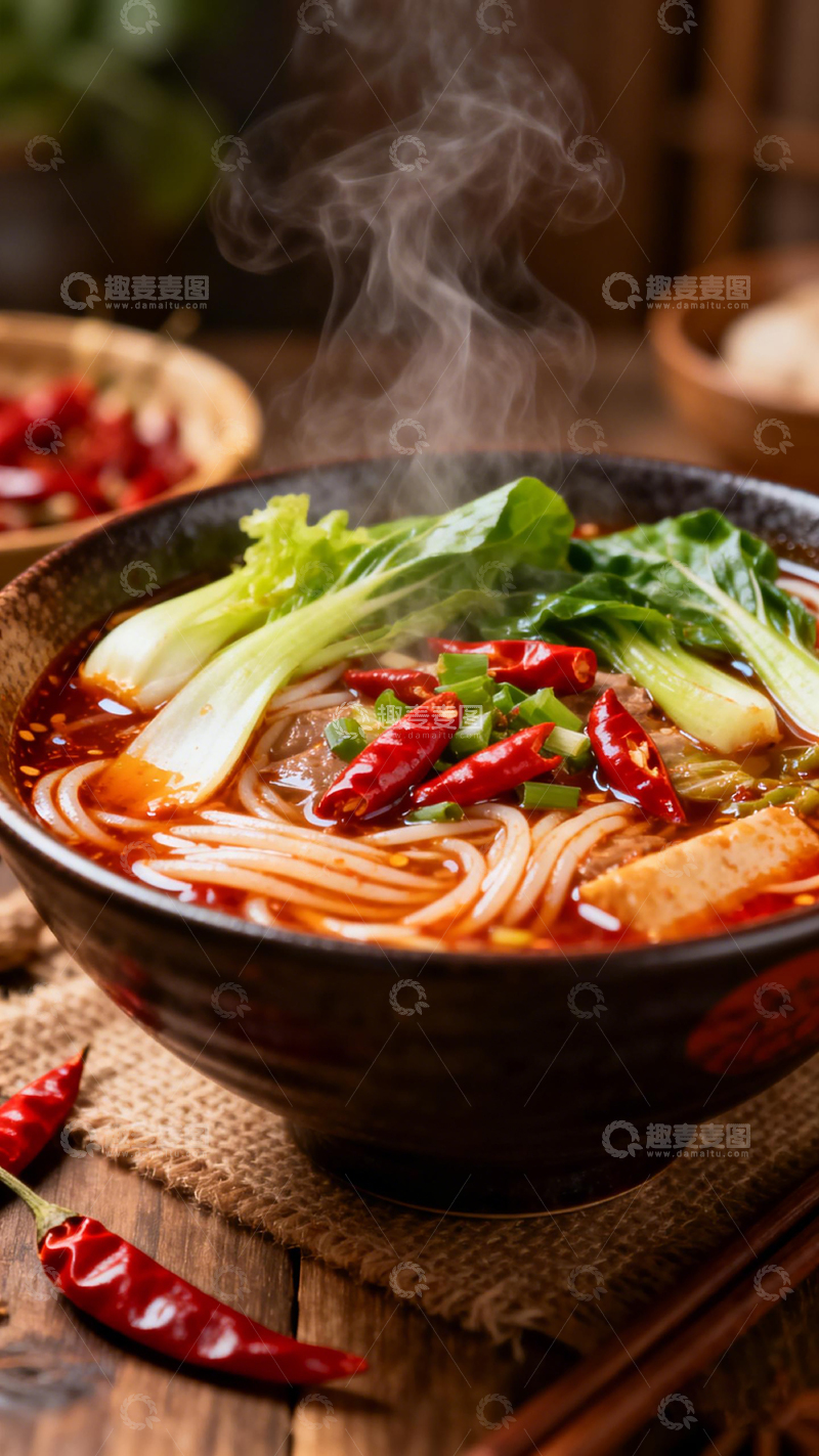 高清大图下载【趣麦麦图】热气腾腾辣味米线美食摄影