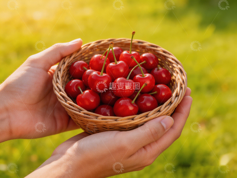 高清大图下载【趣麦麦图】田园风樱桃丰收篮图