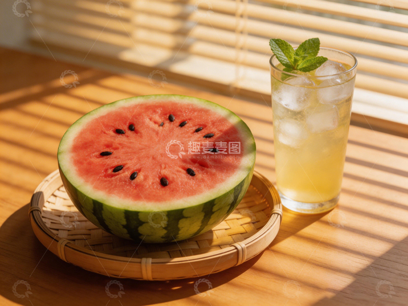 高清大图下载【趣麦麦图】夏日清凉西瓜饮品摄影