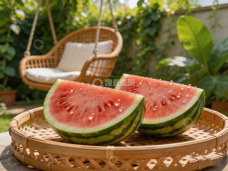 高清大图下载【趣麦麦图】夏日庭院西瓜美景摄影