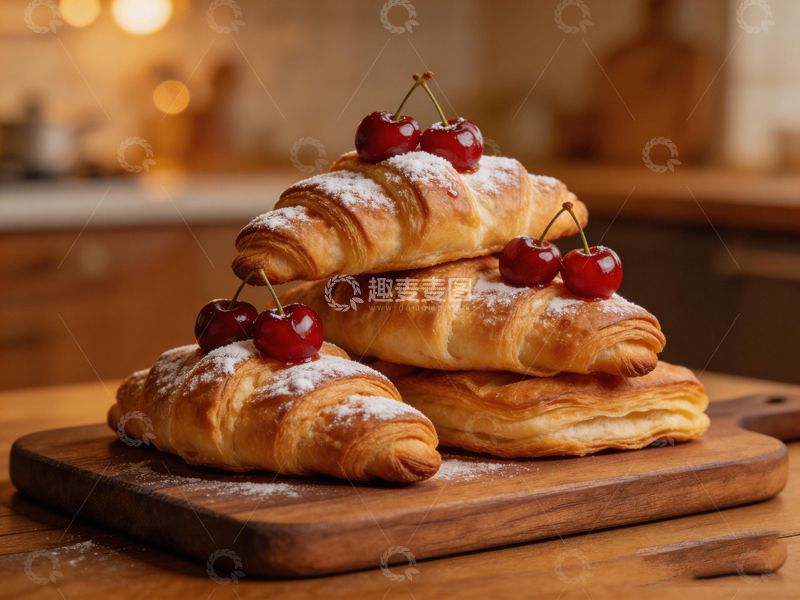 高清大图下载【趣麦麦图】烘焙美食樱桃可颂