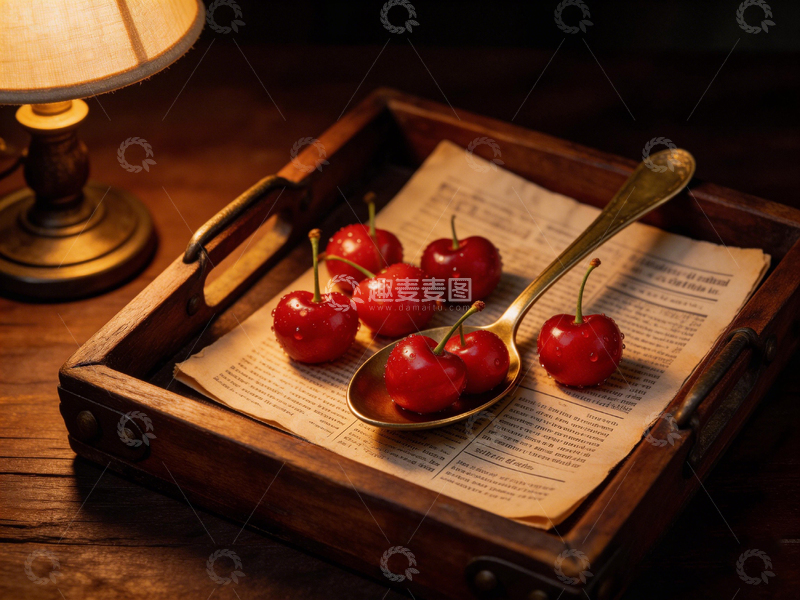 高清大图下载【趣麦麦图】复古静物樱桃摄影图片