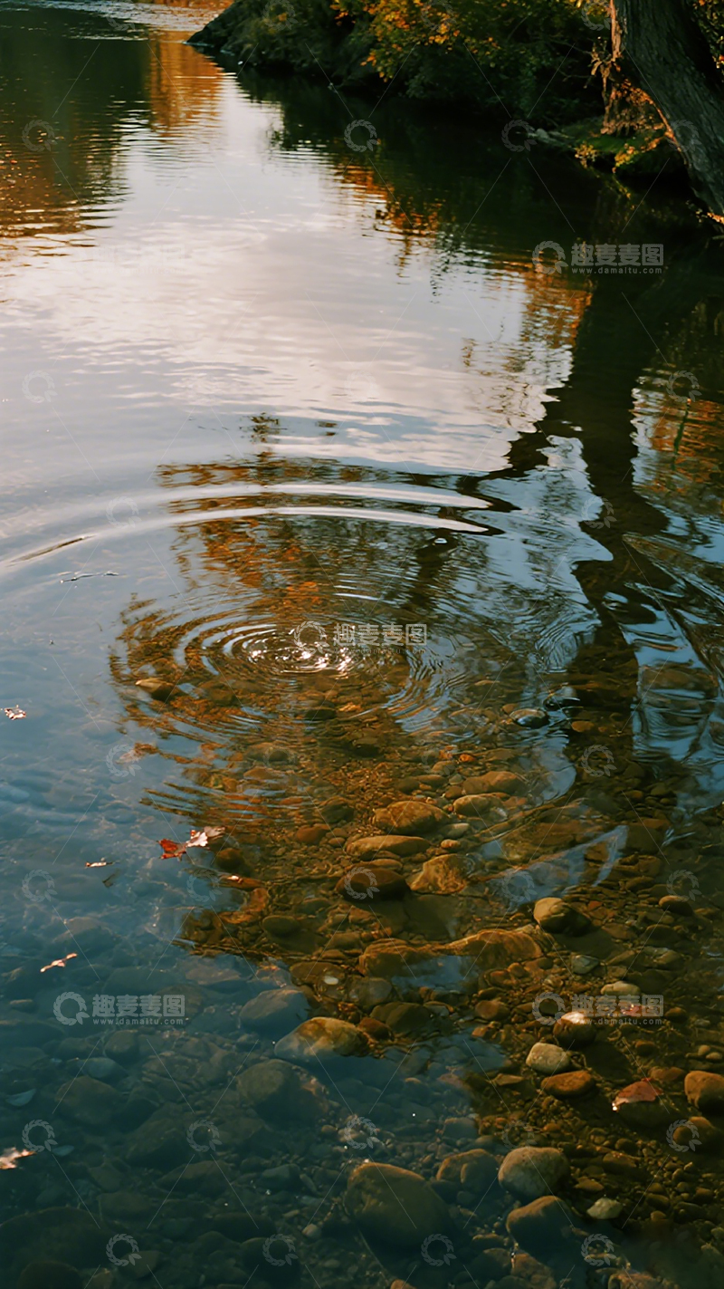高清大图下载【趣麦麦图】秋水映石波纹
