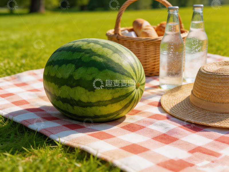 高清大图下载【趣麦麦图】野餐西瓜饮品风景写真