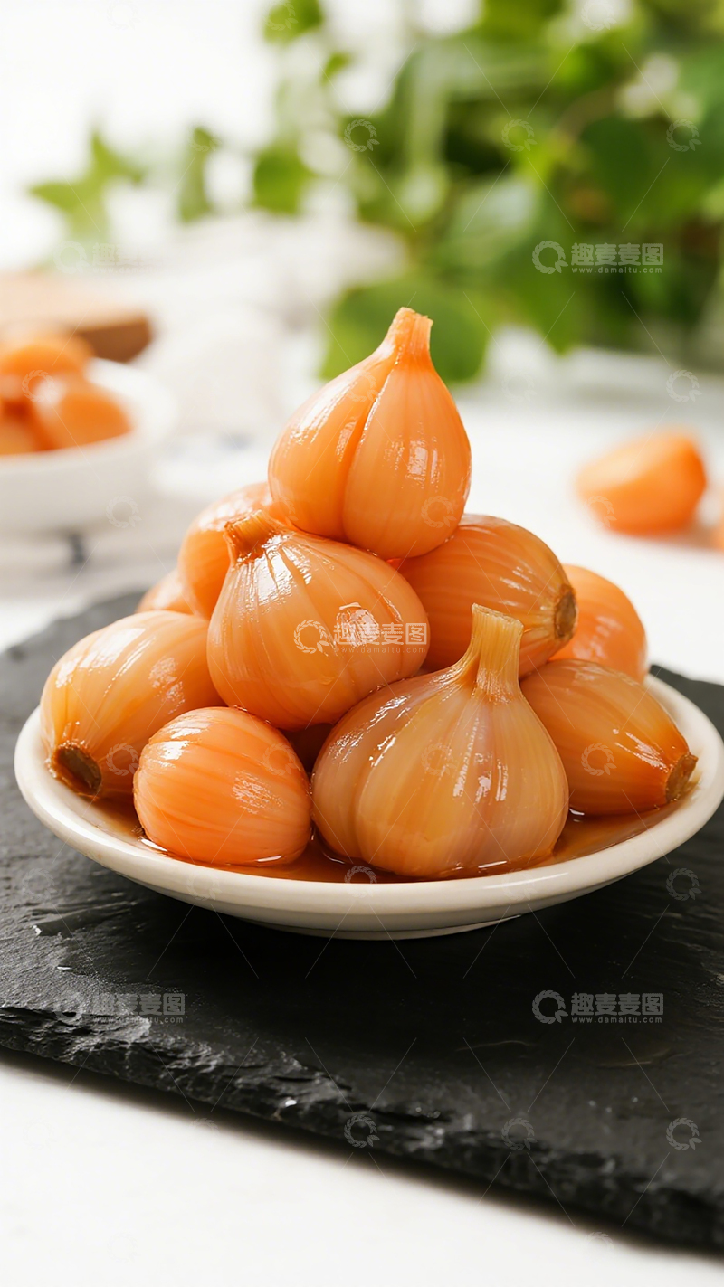 高清大图下载【趣麦麦图】糖渍蒜头美食摄影