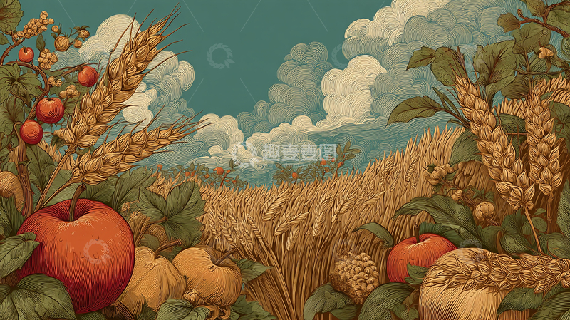 高清大图下载【趣麦麦图】丰收田野的黄金色彩