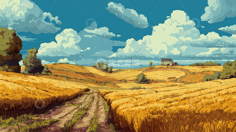 高清大图下载【趣麦麦图】乡村田野的阳光画卷