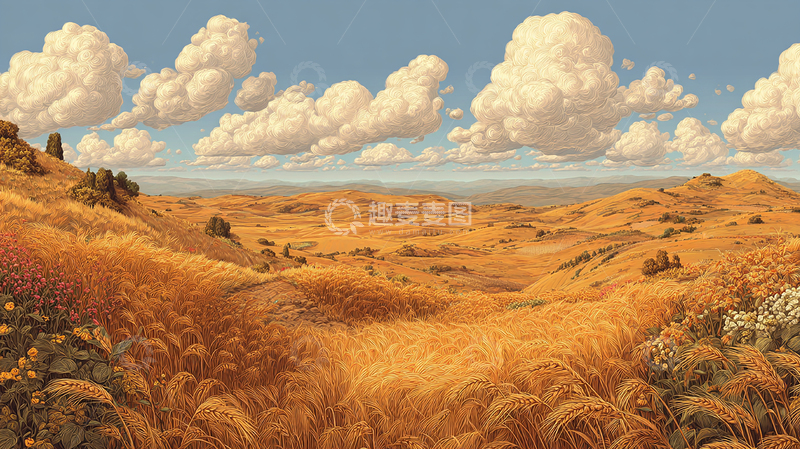 高清大图下载【趣麦麦图】金色麦田的辽阔天地