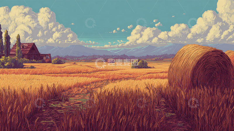 高清大图下载【趣麦麦图】金色麦田的丰收时刻