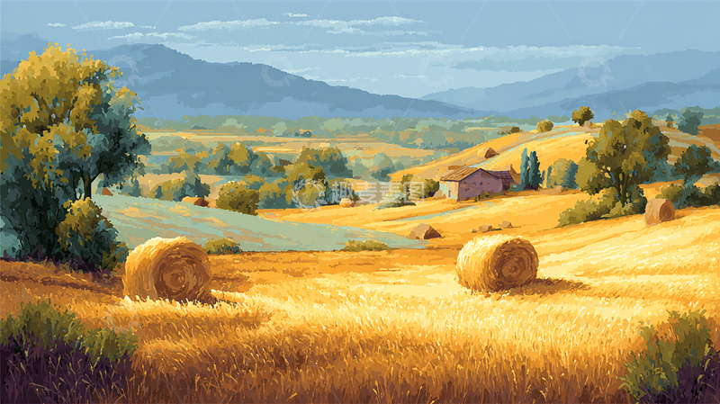 高清大图下载【趣麦麦图】柔和光影中的乡村风光