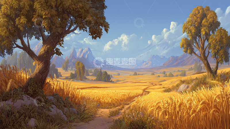 高清大图下载【趣麦麦图】金色麦田的梦幻世界