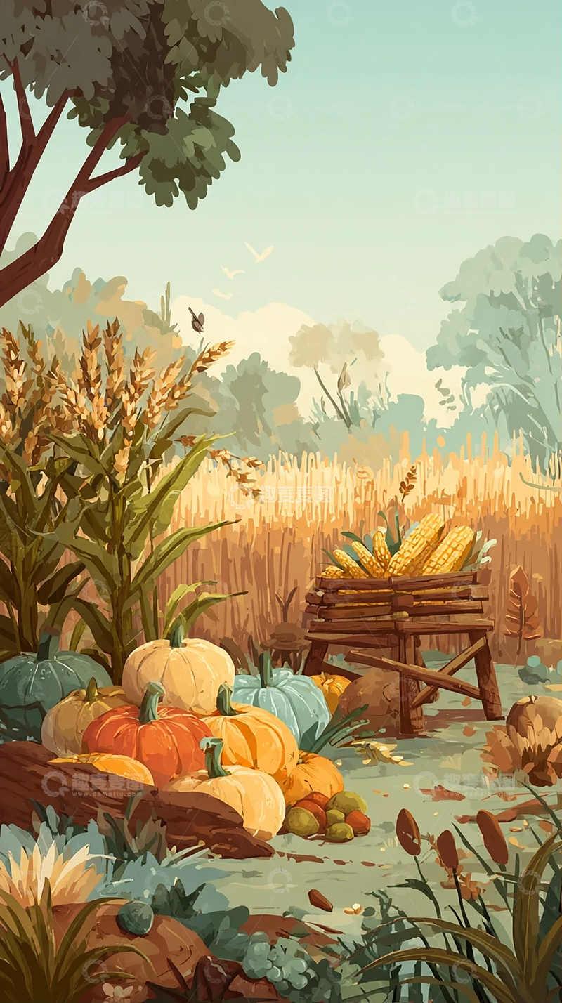 高清大图下载【趣麦麦图】丰收的秋季农场景观