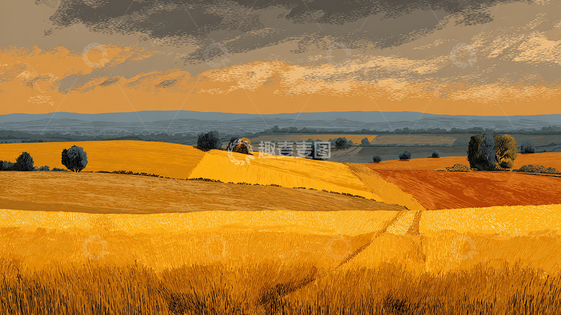 高清大图下载【趣麦麦图】梦幻乡村秋景画作