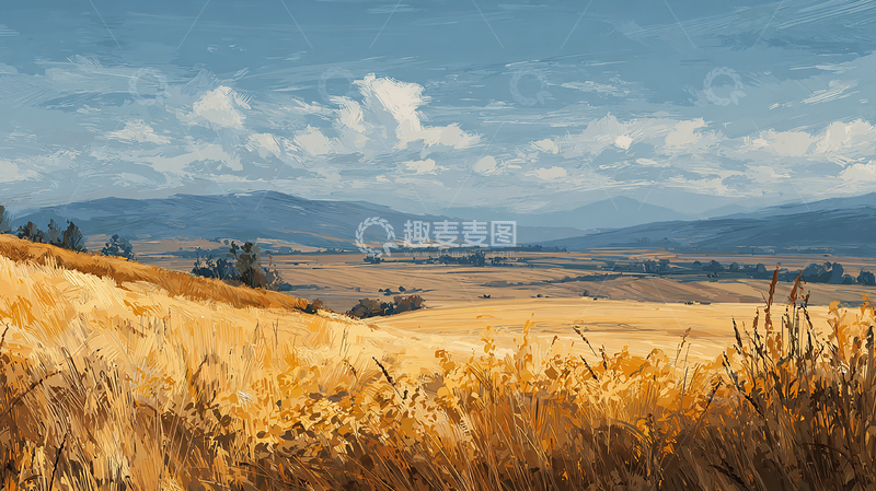 高清大图下载【趣麦麦图】金色麦田的秋日风景