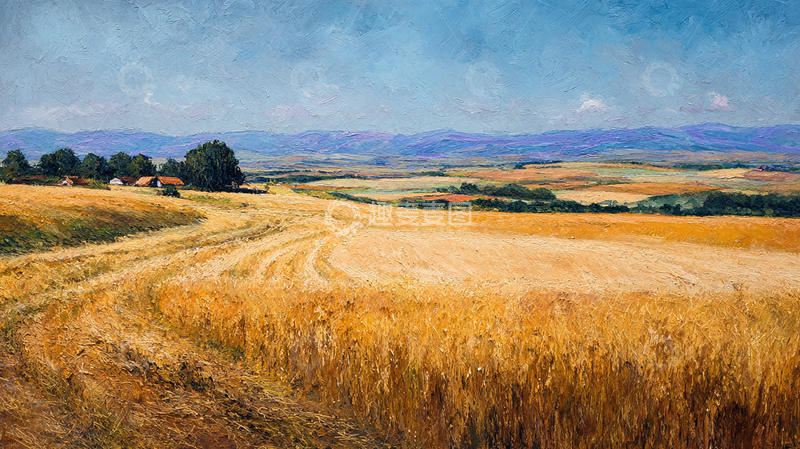 高清大图下载【趣麦麦图】秋天的麦浪与乡村景色