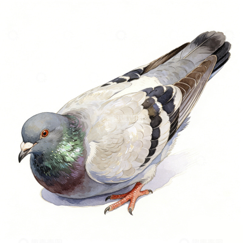 高清大图下载【趣麦麦图】水彩鸽子特写艺术画作