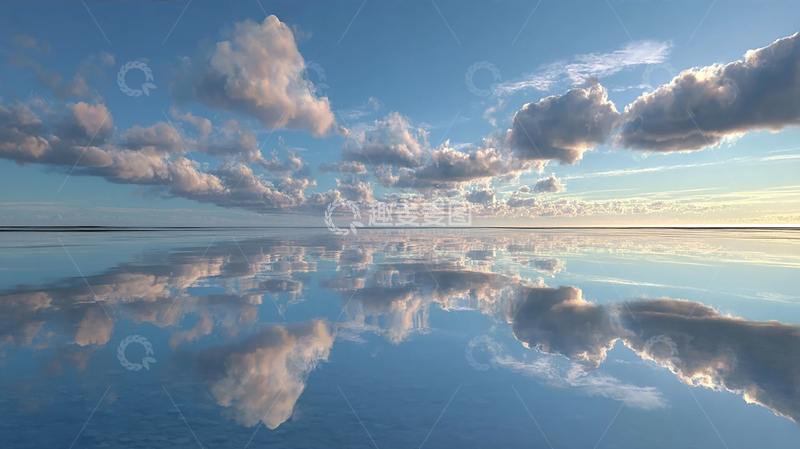 高清大图下载【趣麦麦图】天空之镜：云彩倒映海面奇观