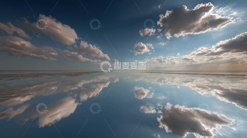 高清大图下载【趣麦麦图】云影交织的宁静海面