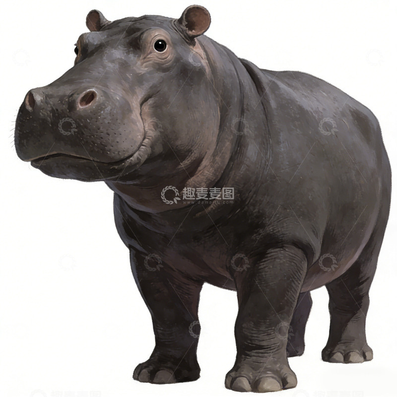 高清大图下载【趣麦麦图】写实风河马模型设计素材