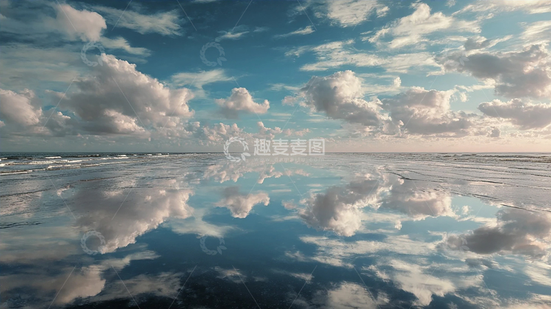 高清大图下载【趣麦麦图】云海倒映海面如镜奇景