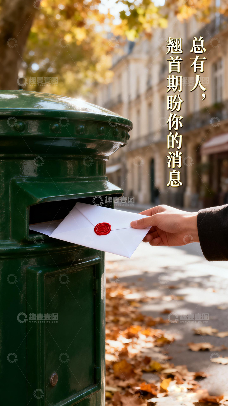 高清大图下载【趣麦麦图】秋日寄信温馨场景