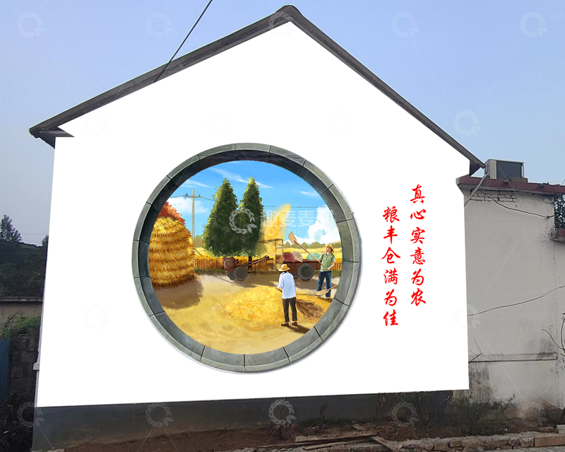 源文件下载【趣麦麦图】乡村田园风光壁画设计素材