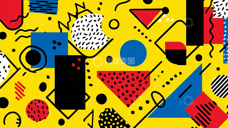 高清大图下载【趣麦麦图】霓虹律动的几何狂想曲