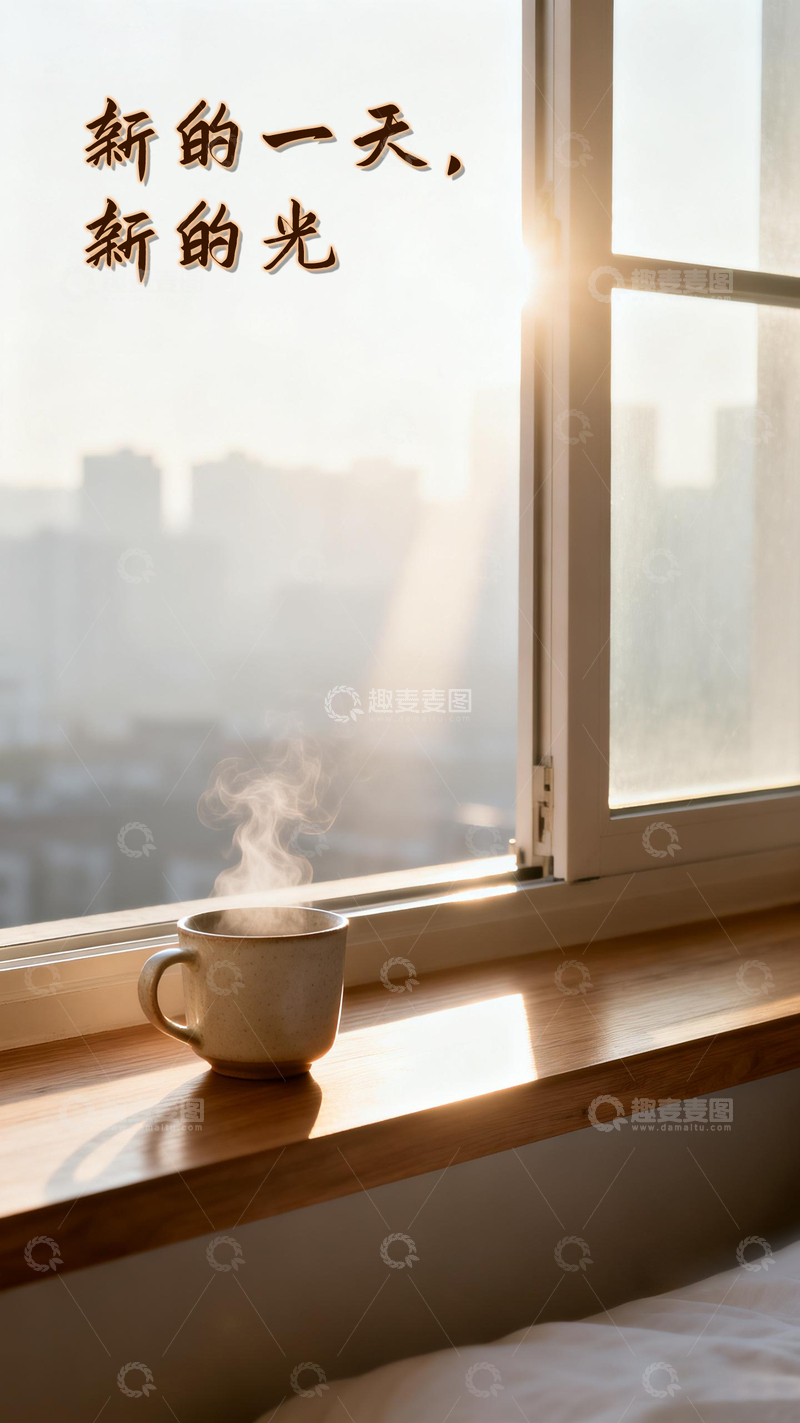 高清大图下载【趣麦麦图】晨光暖杯新希望