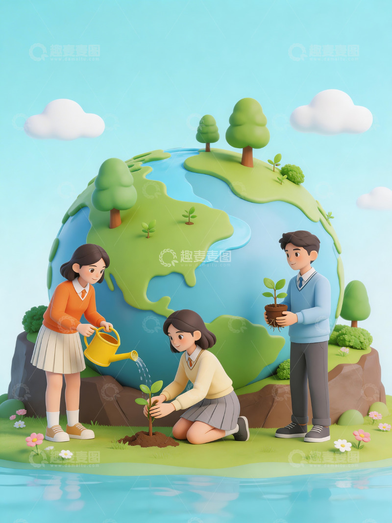 高清大图下载【趣麦麦图】植树节卡通插画