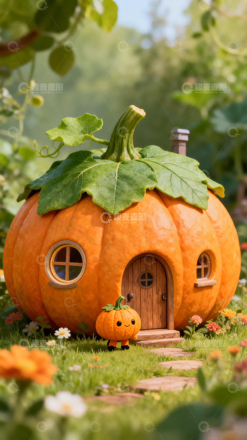 高清大图下载【趣麦麦图】南瓜屋童话场景图片