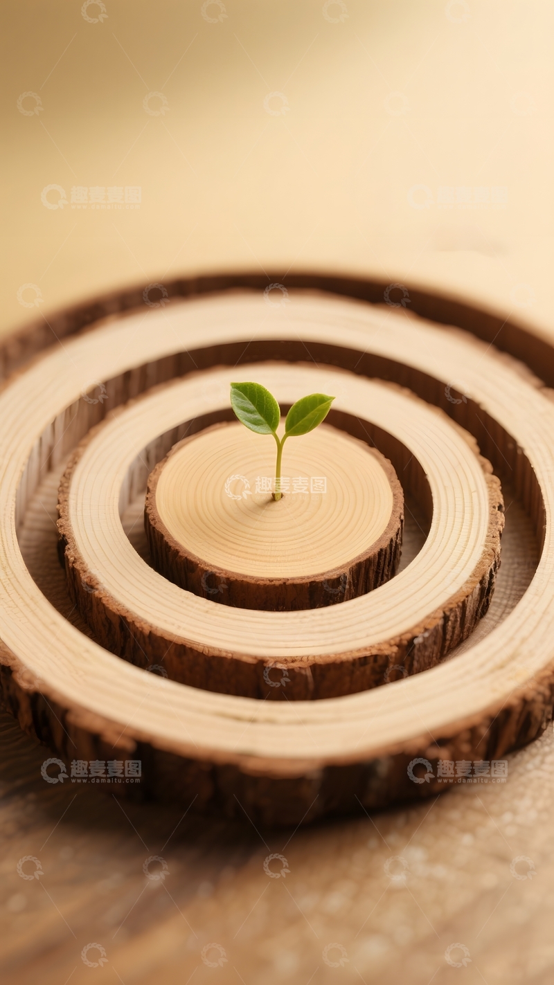 高清大图下载【趣麦麦图】年轮新生绿芽